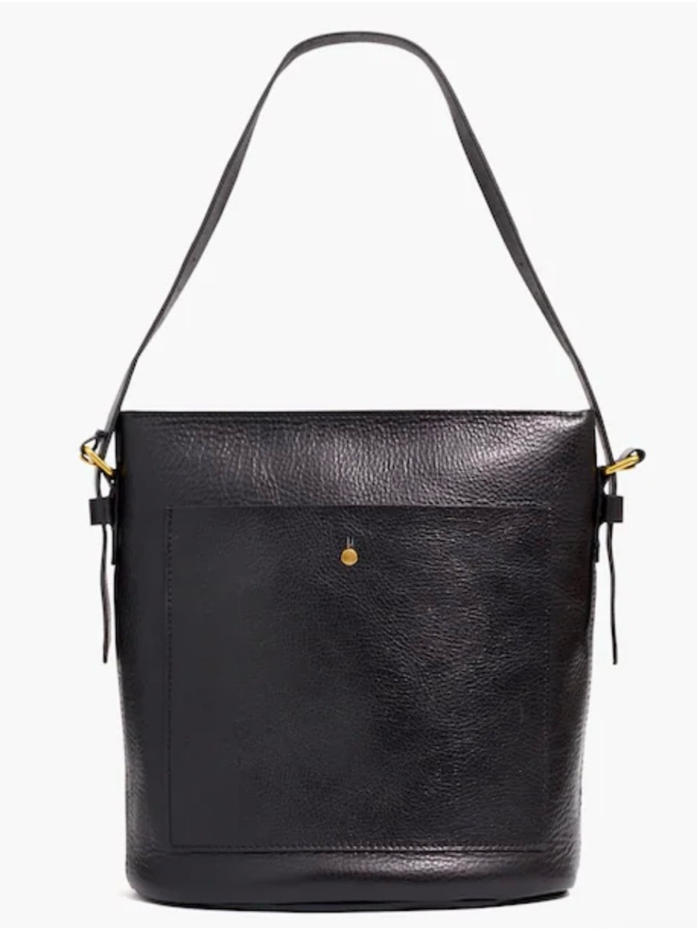 Madewell Transport Bucket Bag Black Leather Zip Closure Crossbody Purse AA111